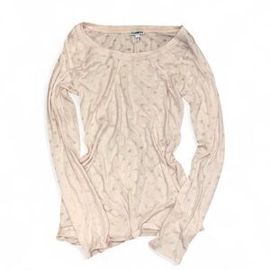 EXPRESS BABY PINK SHEER POLKA DOT LONG SLEEVE